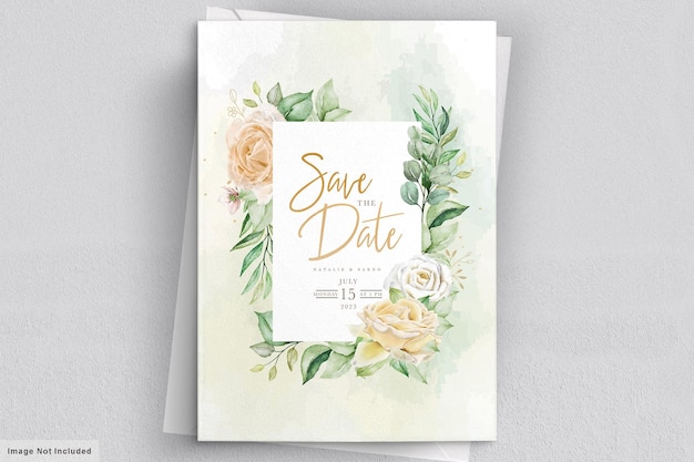 Elegante aquarellhand gezeichnete blumenhochzeitseinladungskarte