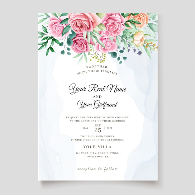 elegante Aquarellhochzeitseinladungsschablone
