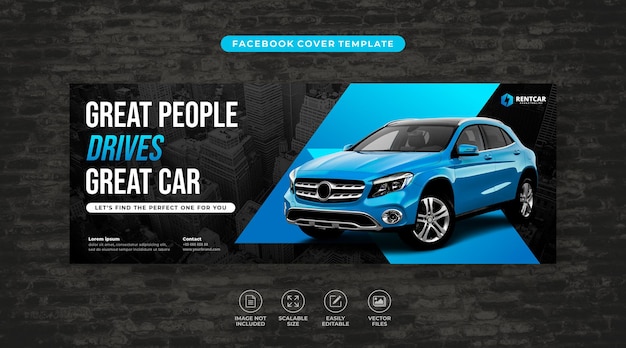 Elegante autovermietung und verkauf social media facebook cover vorlage vector