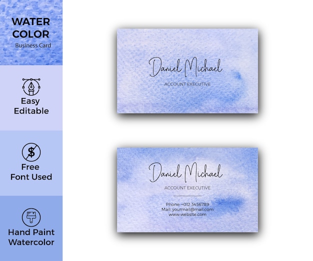 Elegante blaue abstrakte Aquarellbeschaffenheit-Visitenkarte