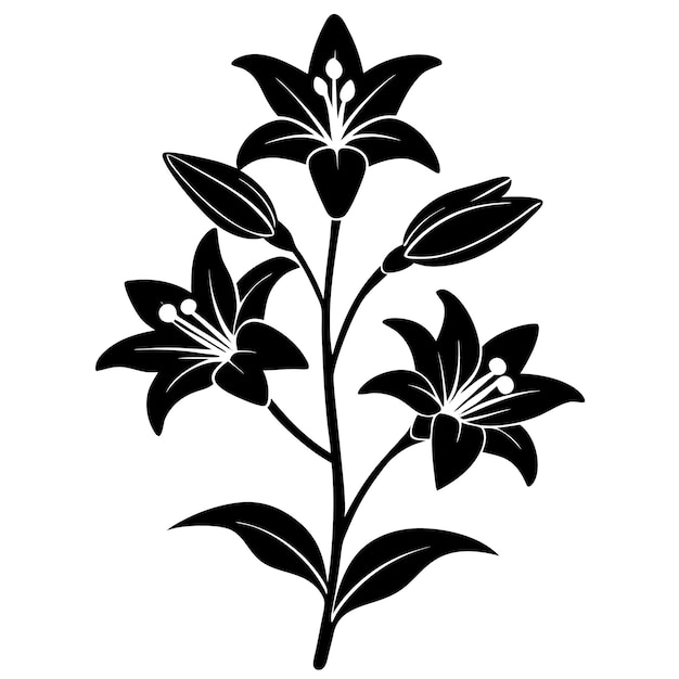 Elegante Blumen-Silhouette-Vektor auf weißem Hintergrund