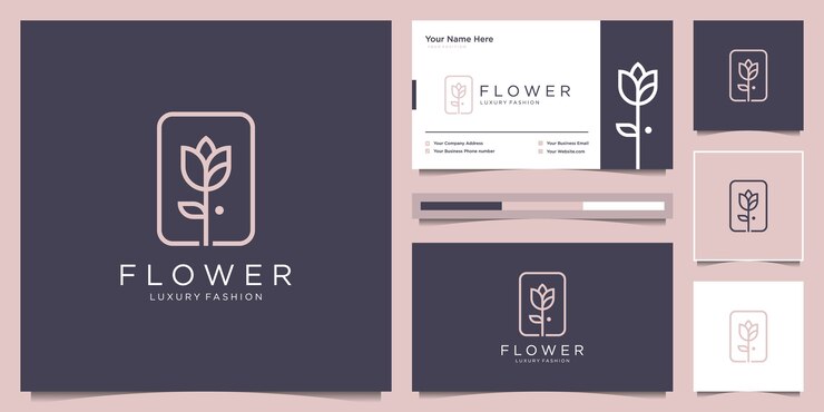 Elegante Blumenrosenschönheit, Yoga und Spa. Logo-Design und Visitenkarte