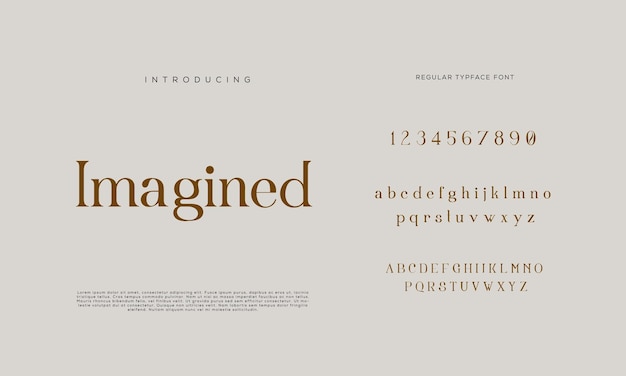 Elegante buchstaben schriftart und zahl klassischer schriftzug minimale modedesigns typografiemodus