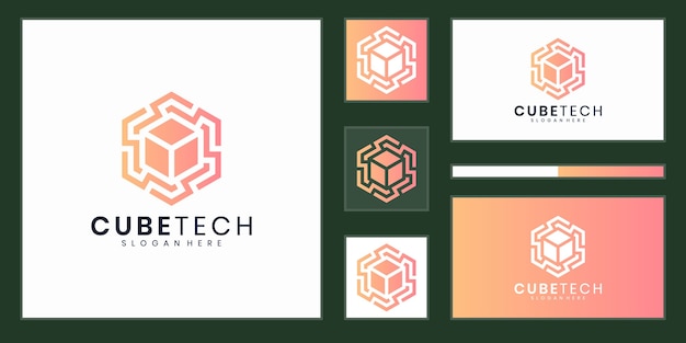 Elegante cube tech logo design inspiration