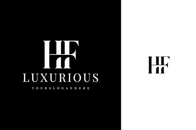 Elegante einfache minimal luxuriöse serif-schriftart alphabetbuchstaben h f monogramm-logo-design