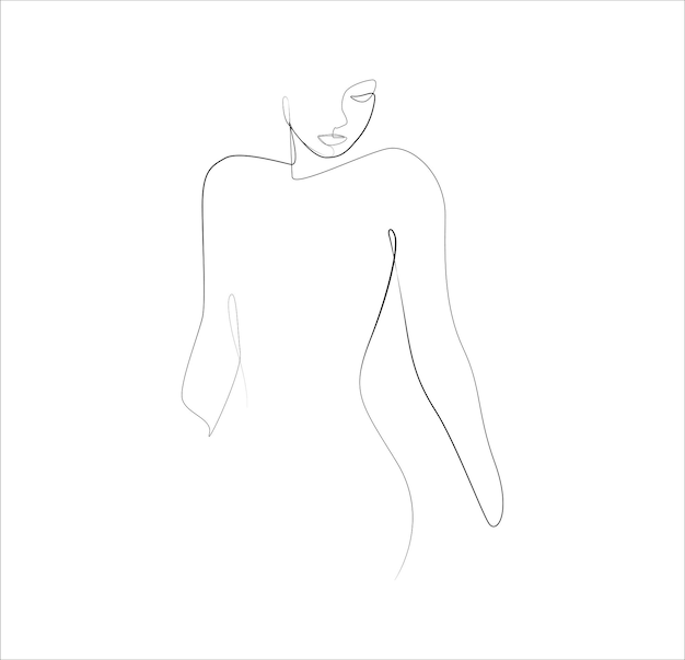 Elegante einzeilige Skizzen der Frau abstrakte Silhouette trendige Illustration für Kosmetik