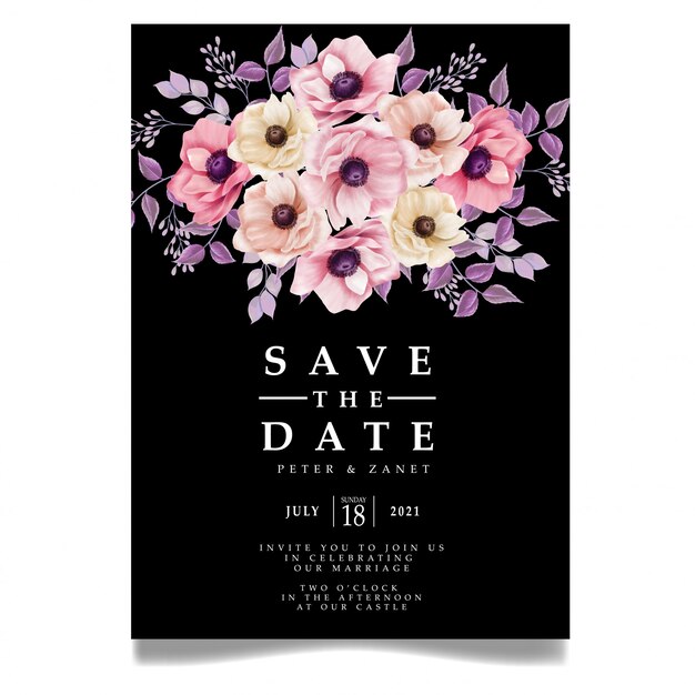 Elegante floral digital hochzeit ereignis einladungskarte bearbeitbare vorlage
