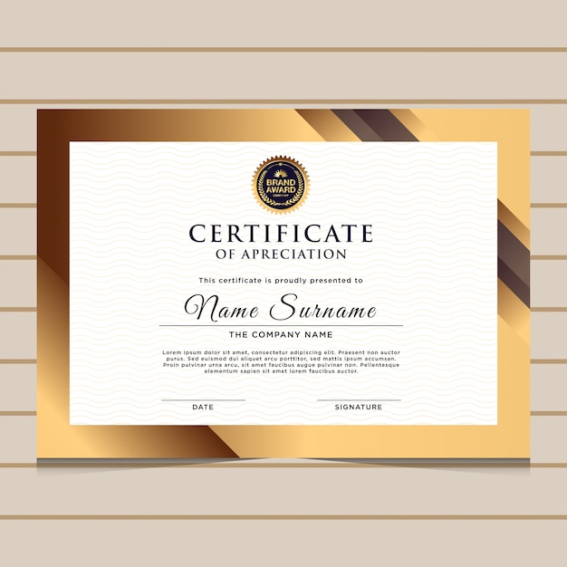 Elegante gold diplom zertifikatvorlage