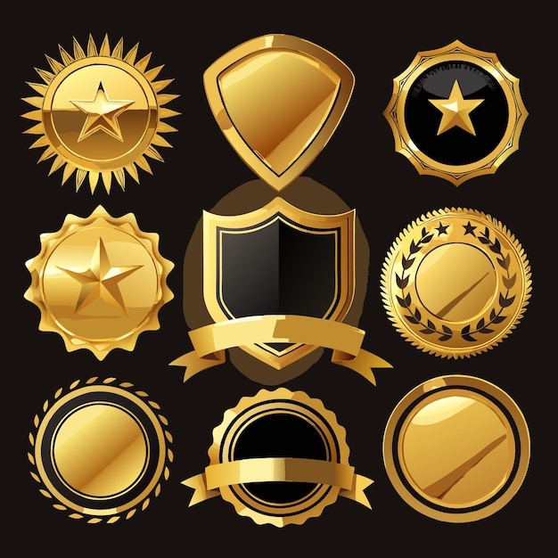 Elegante goldene Abzeichen und Embleme Premium-Vektorkollektion
