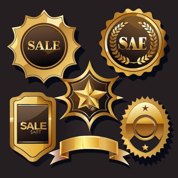 Elegante goldene Abzeichen und Embleme Premium-Vektorkollektion