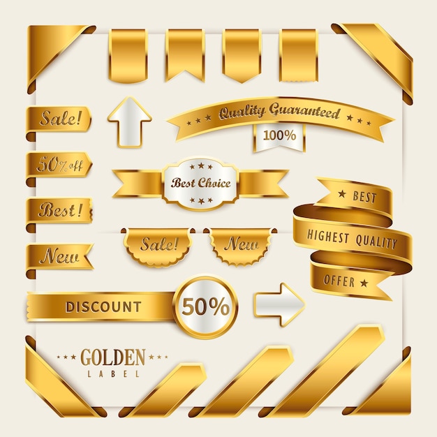 Elegante goldene bandetikettenkollektion für den einzelhandel