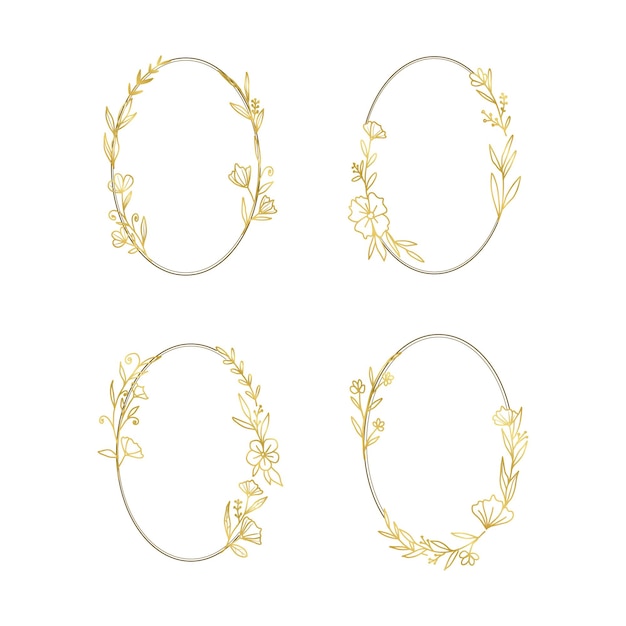Elegante goldene blumige ovale Rahmen für Einladungen und Karten