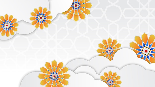 Elegante goldene Laterne arabisches Weißgold Islamischer Designhintergrund Universeller Ramadan-Kareem-Bannerhintergrund mit islamischer Mustermoschee des Laternenmonds und abstrakten luxuriösen islamischen Elementen