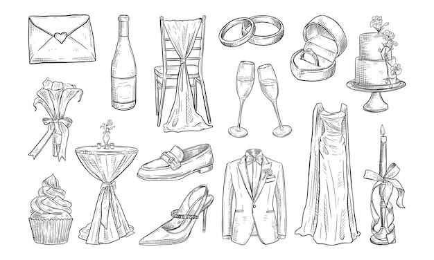 Elegante Handgezeichnete Hochzeitskollektion