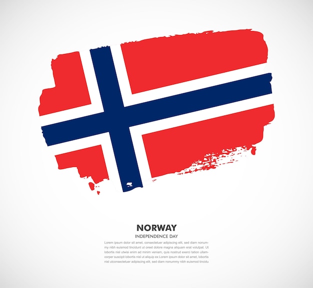 Elegante handgezeichnete pinselflagge des norwegischen landes auf weißem hintergrund