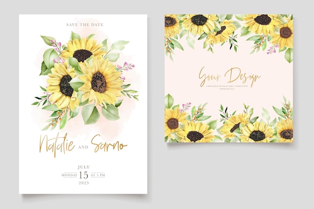 elegante handgezeichnete Sonnenblumen-Einladungskarte