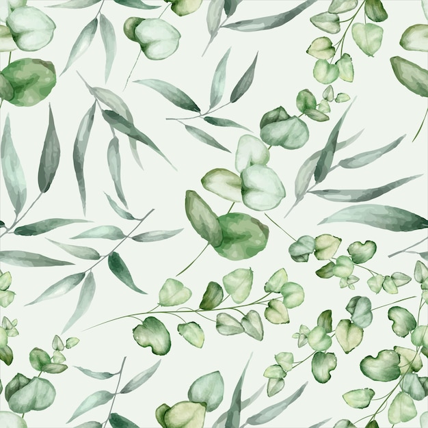 elegante Handzeichnung Eukalyptusblätter Muster