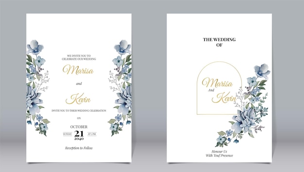 Elegante Hochzeitseinladung mit verschiedenen Goldlinienelementen im Aquarell-Stil und weißem Hintergrund