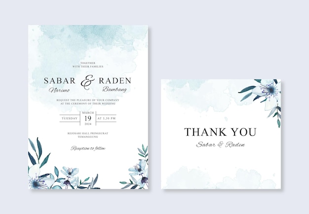 Elegante Hochzeitseinladungsschablone mit Aquarellblumen- und -spritzer