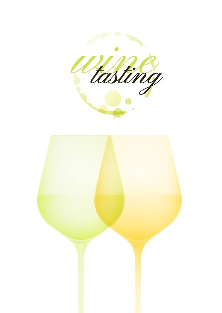 Elegante Illustrationen mit bunten Gläsern mit Weißwein