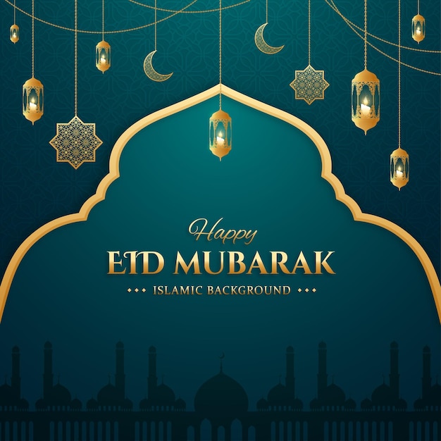 Elegante islamische Grüße Eid Mubarak Karte Design Social Media Post Vorlage