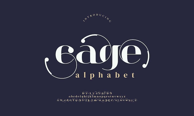 elegante Luxus-Alphabet-Buchstaben, Schriftart und Zahl, klassischer Schriftzug, minimales Modedesign, Typografie