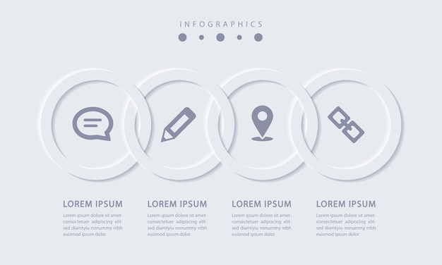 Elegante minimalistische infografik mit 4 schritten