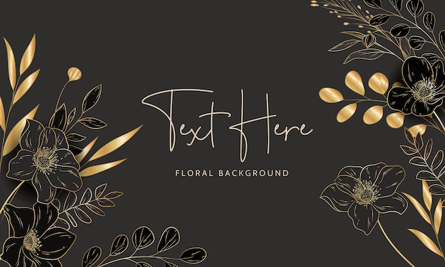 Vektor elegante minimalistische luxusgoldblume und blatthintergrund