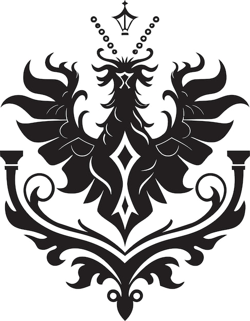 Elegante mittelalterliche insignien schwarzes ikon königliches wappen silhouette vektorheraldisches design