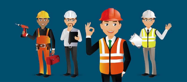 Elegante professionelle Ingenieur- und Arbeiterillustration