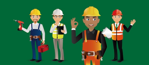 Elegante professionelle Ingenieur- und Arbeiterillustration