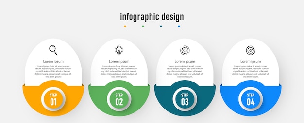 Elegante professionelle vorlage des infografikdesigns mit 4 schritten premium-vektor