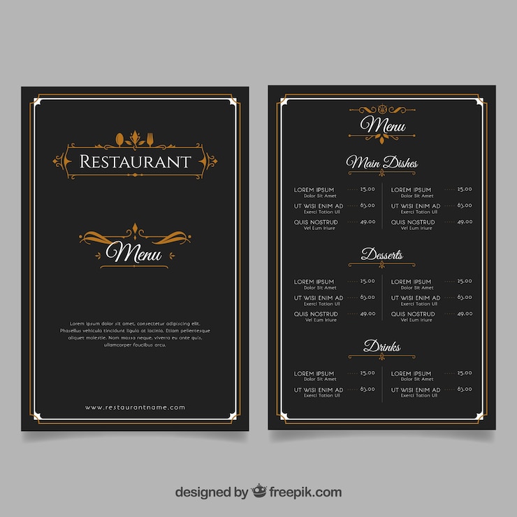 Vektor elegante restaurantmenüvorlage