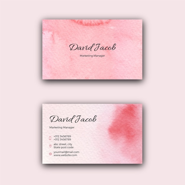 Elegante rote Aquarell-Visitenkarte