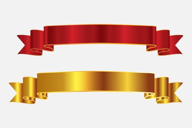 Elegante rote und goldene Bandfahne