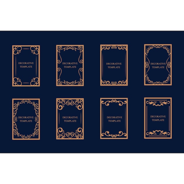 Elegante Sammlung dekorativer Goldrahmen für Einladungen und Zertifikate