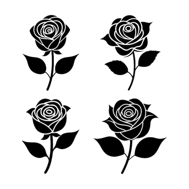 Elegante Silhouetten der schwarzen Rose