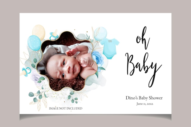 Elegante süße Baby-Shower-Einladungskarte mit wunderschönen Blumen