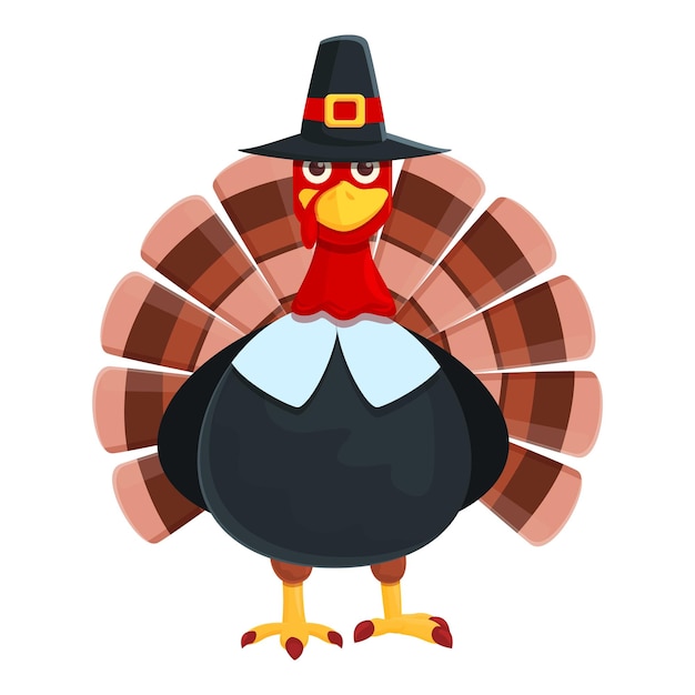 Vektor elegante thanksgiving-truthahn-ikone cartoon des eleganten thanksgiving-truthahn-vektorsymbols für webdesign isoliert auf weißem hintergrund