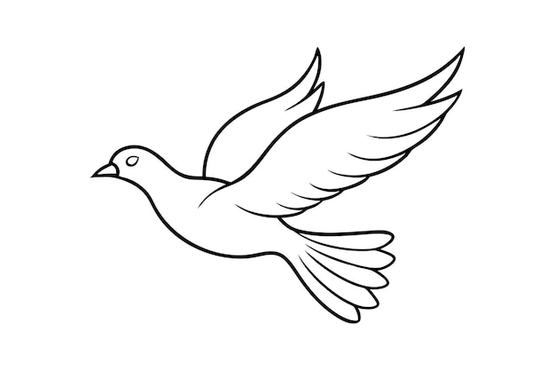 Elegante Vektorillustration der Friedenstaube Minimalistischer weißer Vogel mit ausgebreiteten Flügeln, der die Liebe symbolisiert