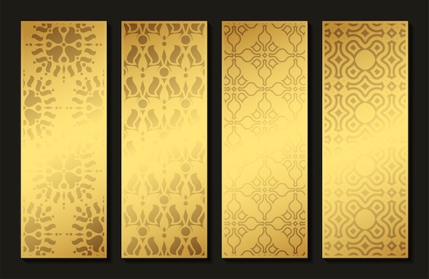 Elegante vertikale karte des goldenen abstrakten musters