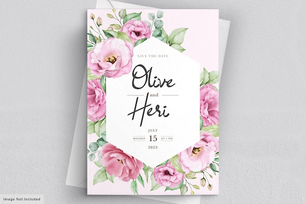 Elegante weiche Blumenhochzeitseinladungskartenschablone