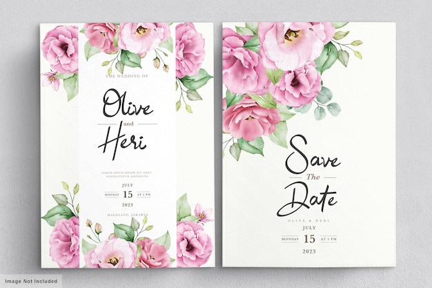 Elegante weiche Blumenhochzeitseinladungskartenschablone