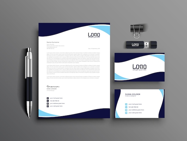 Elegante Zwischenablage mit Briefkopf-Briefpapier-Set-Mockup