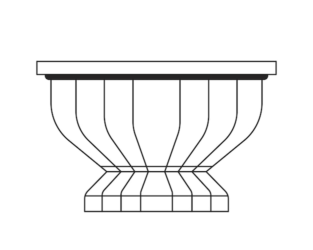 Vektor elegantem keramikpflanzer schwarz-weiß 2d-linien-cartoon-objekt