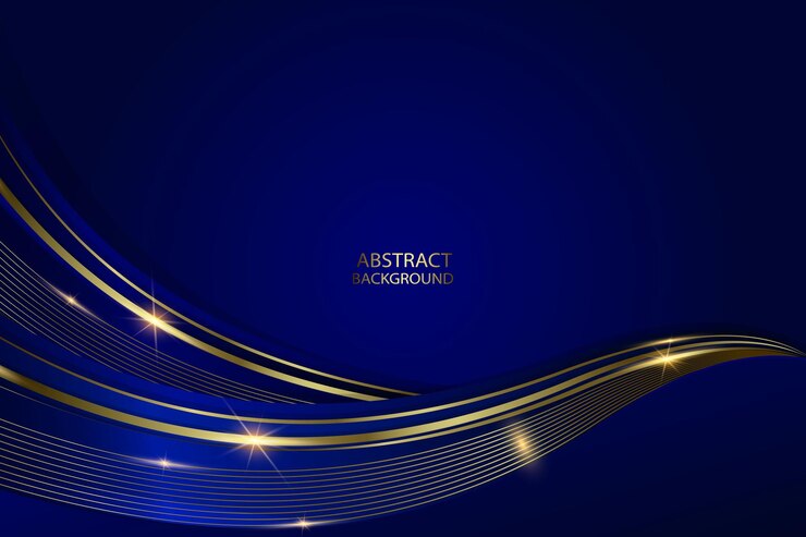 Eleganter blauer Hintergrund-Vektor mit goldenen metallischen Linien