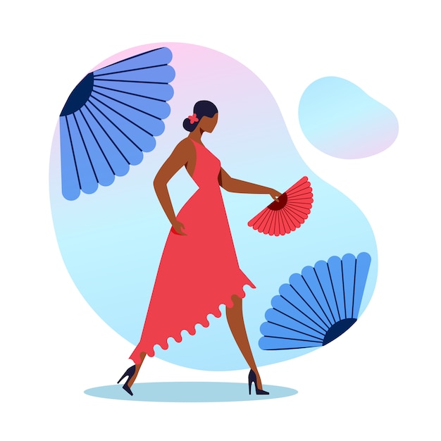 Eleganter flamenco-tänzer flat illustration