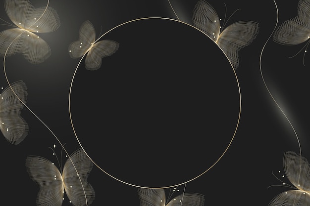 Eleganter goldener Schmetterlingsrahmen mit Lichtwellen in Vektorillustration