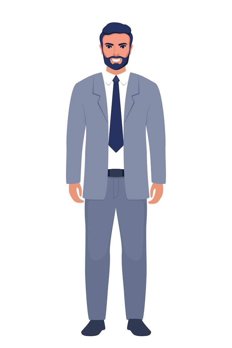 Vektor eleganter junger mann im business-anzug. flache illustration eines gutaussehenden, erfolgreichen geschäftsmannes