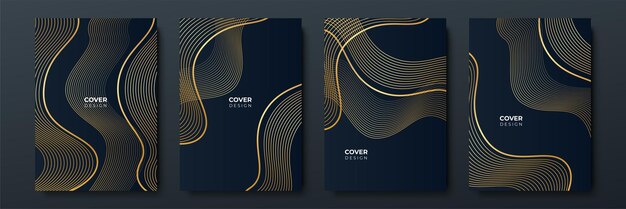 Eleganter schwarzer und goldener luxus-cover-design-hintergrund mit abstrakten linien